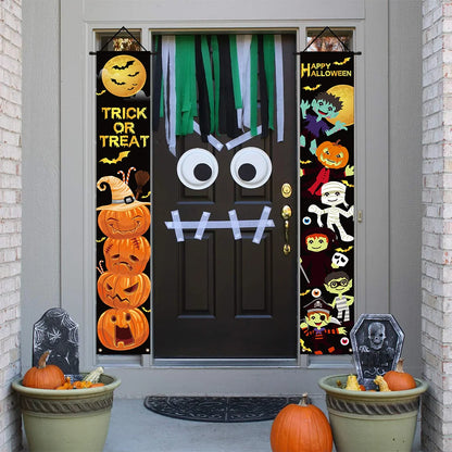Halloween porch decoration banner, 2-piece set, polyester fiber Halloween decorationXY