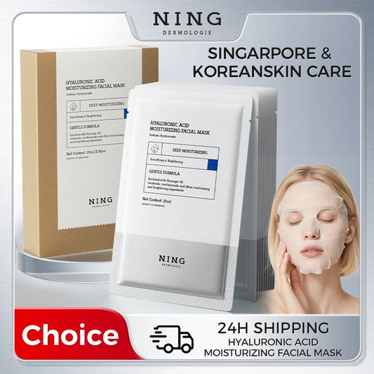 NING DERMOLOGIE Hyaluronic Acid 4D Hydration Brightening Moisturizing Sheet Mask with Niacinamide & Ceramide for Smooth Skin