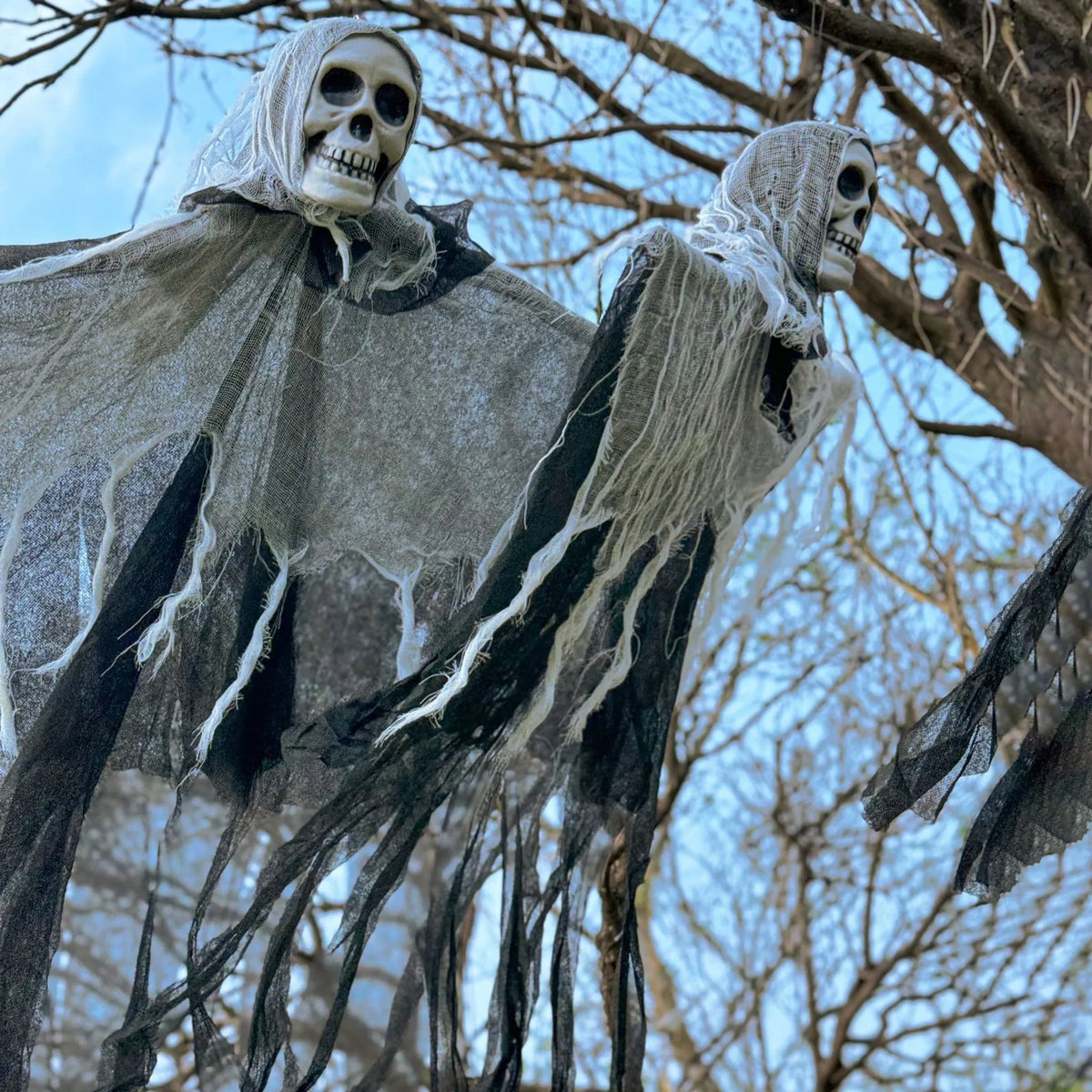 Halloween Hanging Ghost Decorations Skull Scary Gauze Fabric for Haunted House Porch Scary Props Terror Party Hanging Ornaments