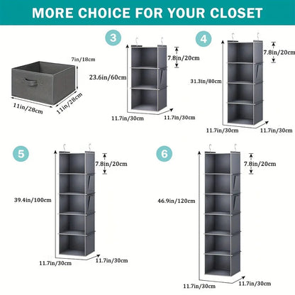 JupiGlow Six-Shelf Hanging Closet Organizer with Two Hooks