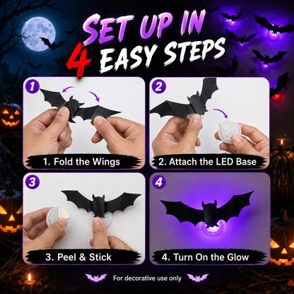 JupiGlow KAZHAN Three-Dimensional Bat Halloween Wall Decorations