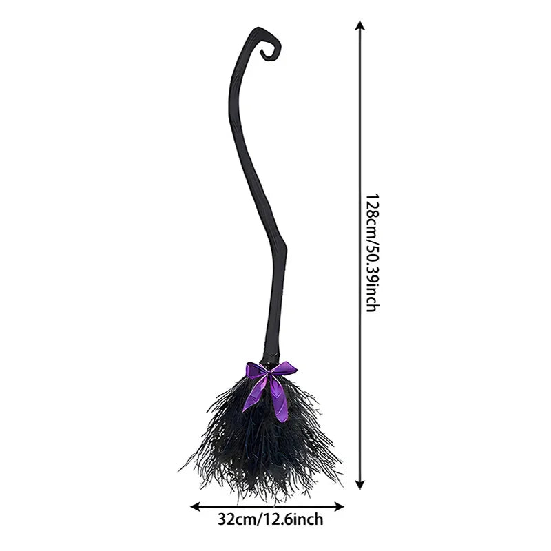 JupiGlow Black Plastic Witch Broom Costume Prop