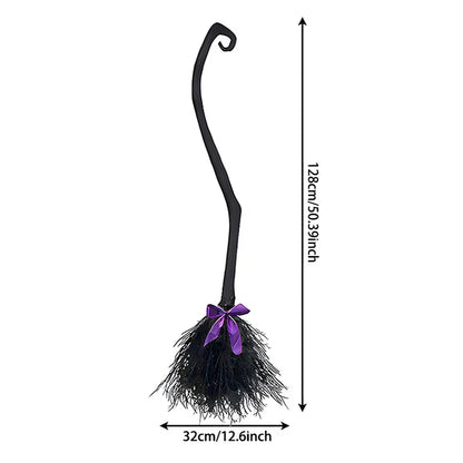 JupiGlow Black Plastic Witch Broom Costume Prop