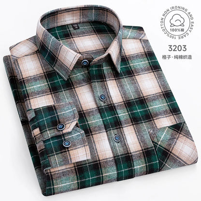 New Men's Vintage Plaid Flannel Shirt Long Sleeve 100% Cotton Fashion Casual Soft Standard Fit Men's Shirt  Large Size 7XL 8XL