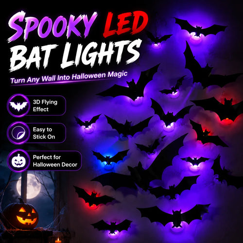 JupiGlow KAZHAN Three-Dimensional Bat Halloween Wall Decorations