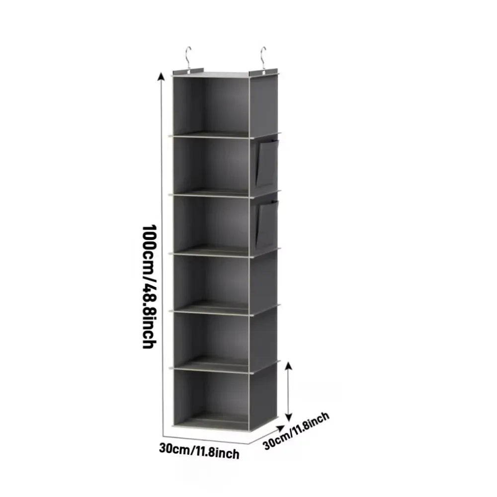 JupiGlow Six-Shelf Hanging Closet Organizer with Two Hooks