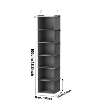 JupiGlow Six-Shelf Hanging Closet Organizer with Two Hooks
