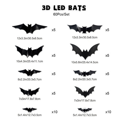 JupiGlow KAZHAN Three-Dimensional Bat Halloween Wall Decorations