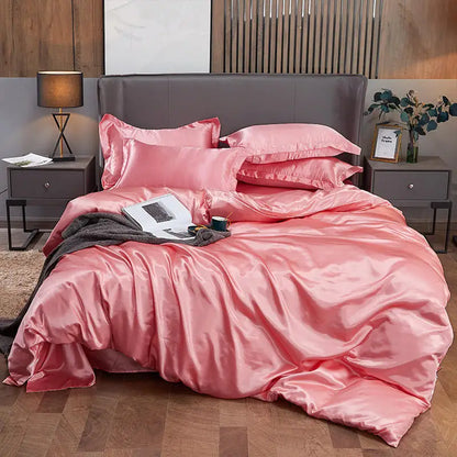 Summer Smooth Satin Duvet Cover No Pillowcases Comfy Shiny Couple Bed Quilt Cover Nordic Double Bed Sheet 150 220x240