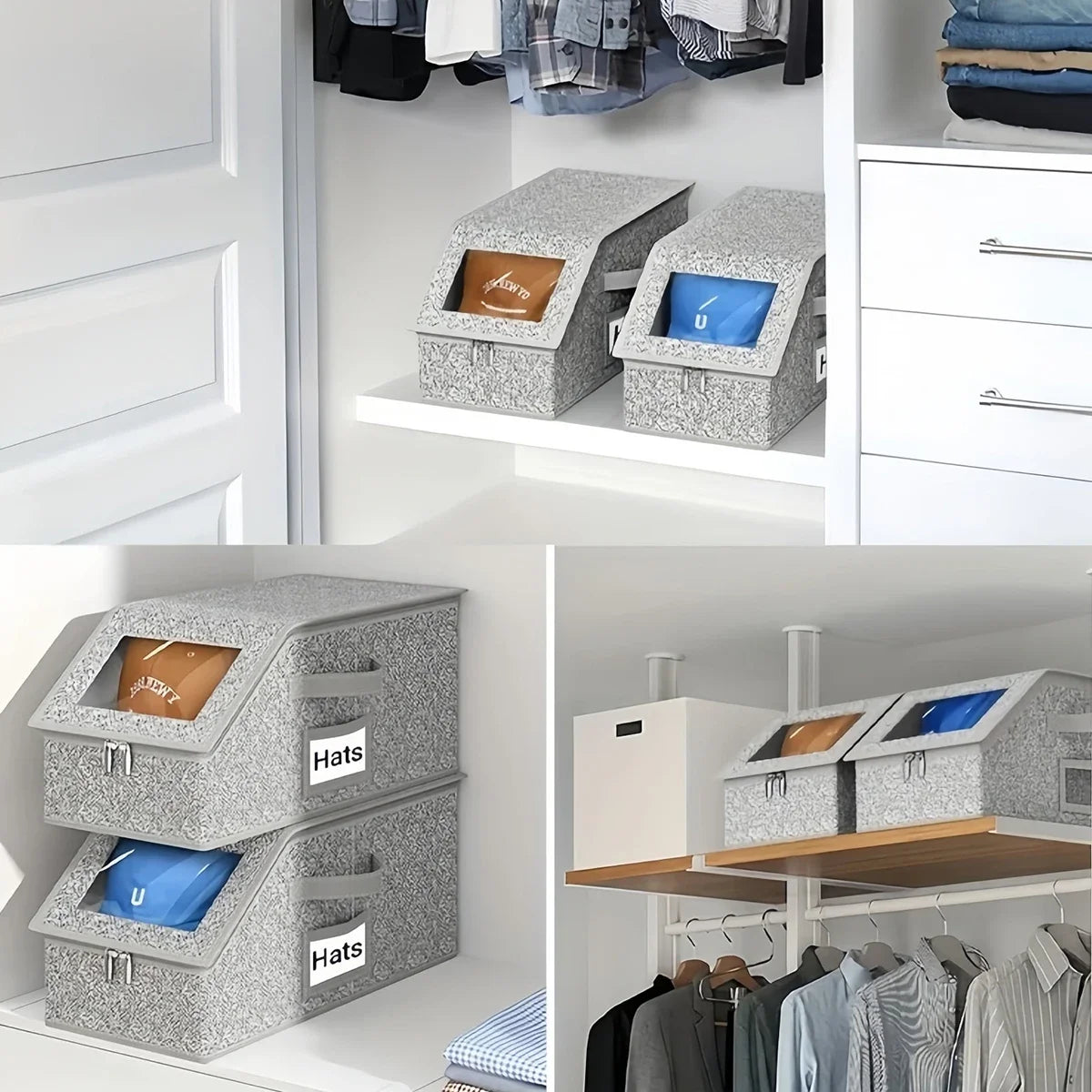 Non Woven Fabric Baseball Cap Storage Box Dustproof Zipper Hat Organizer Foldable Closet Container For Hats Socks Daily Sundries