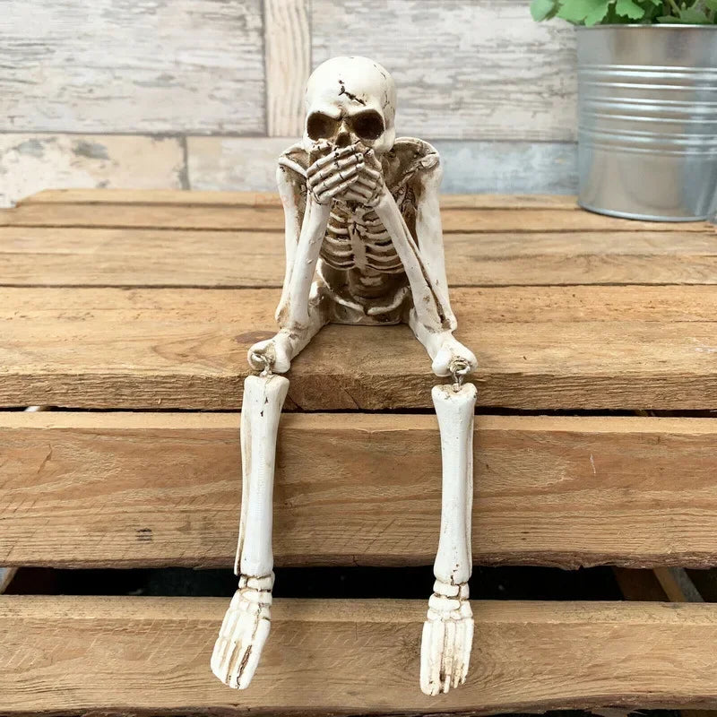 Halloween Skull Decoration Resin Skeleton Ornaments Halloween Outdoor Party Courtyard Decoration Props Pastoral Style Skull