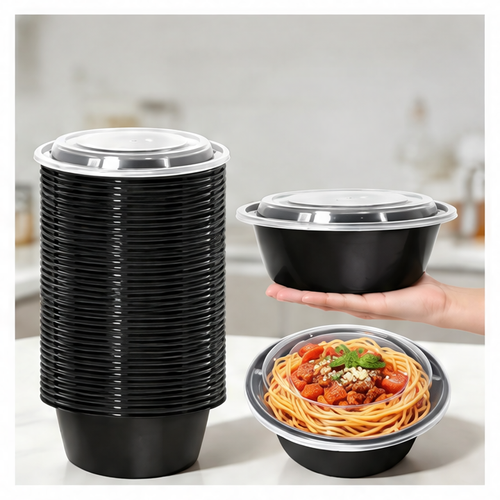 JupiGlow 28 oz Reusable Meal Prep Containers, 30-Piece Black PP Food Storage Boxes for Takeout, Lunch Packing and Daily Meal Storage