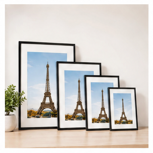JupiGlow Black Aluminum Picture Frame, Clear Protective Cover and White Mat, Vertical or Horizontal Wall Display in Multiple Sizes