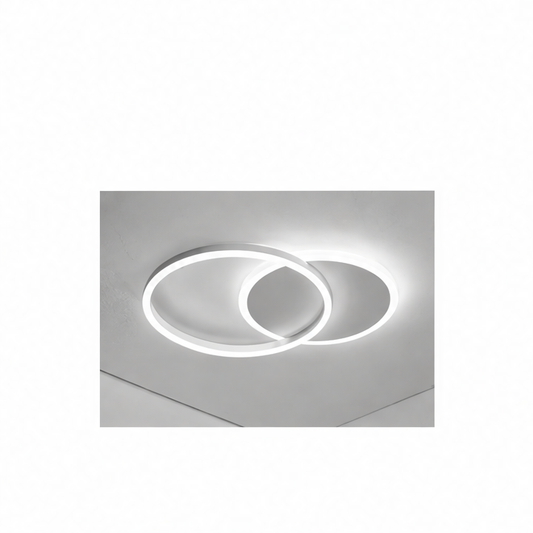 JupiGlow Modern LED Ring Ceiling Light, Remote Control, Dimmable AC Fixture, 2- or 3-Ring Options for Bedroom and Dining Room