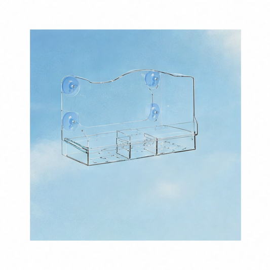 JupiGlow Window Bird Feeder, Clear Plastic Viewing Feeder with Suction Cup Mount for Indoor Bird Watching