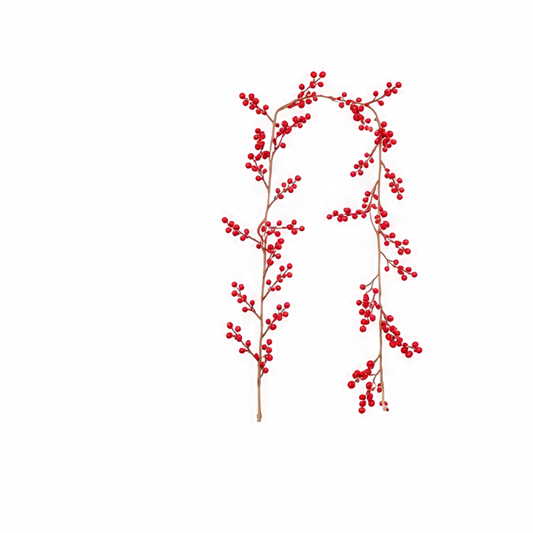 JupiGlow Red Berry Christmas Garland, 175/190/195 cm Round Plastic Rattan with 26, 36 or 72 Heads and Optional 3 m Warm Lights