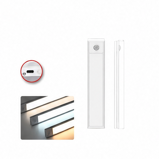 JupiGlow Rechargeable LED Cabinet Light, Motion Sensor, Aluminum Rectangle Bar, 20–50 cm Options, Lithium Battery for Wardrobe and Kitchen Cabinets