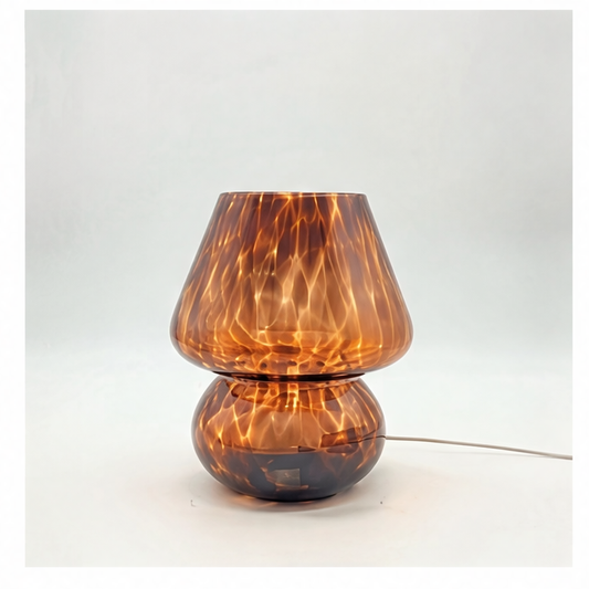 JupiGlow Ribbed Glass Table Lamp, Spiral Mushroom Desk Light, 5V USB Type-C Power, Multi-Color Design for Home Decor