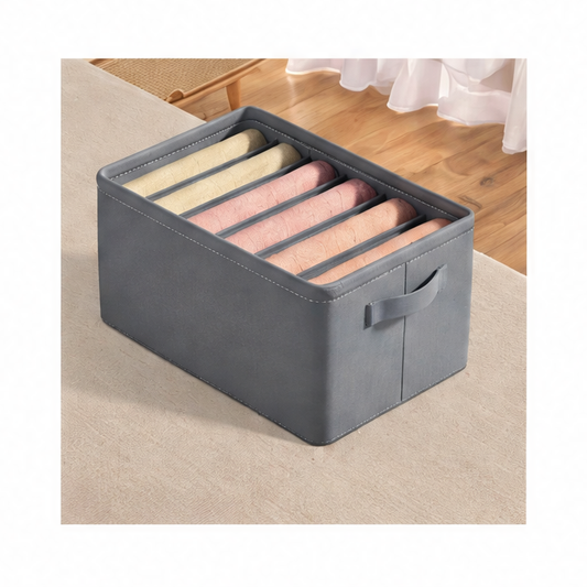 JupiGlow Foldable Drawer Organizer for Clothes, Stackable Compartment Storage Box with Built-In PP Board in 6, 7 or 9 Grids