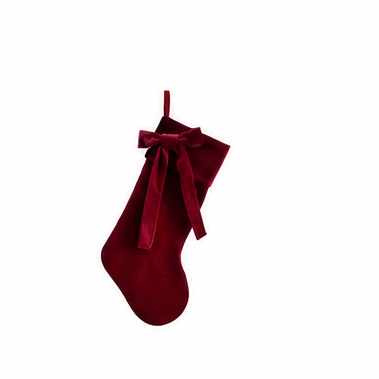 JupiGlow Cotton Christmas Stocking with 3D Bow, Hanging Loop, 25 x 32 cm, Red or Green Holiday Mantel Decor