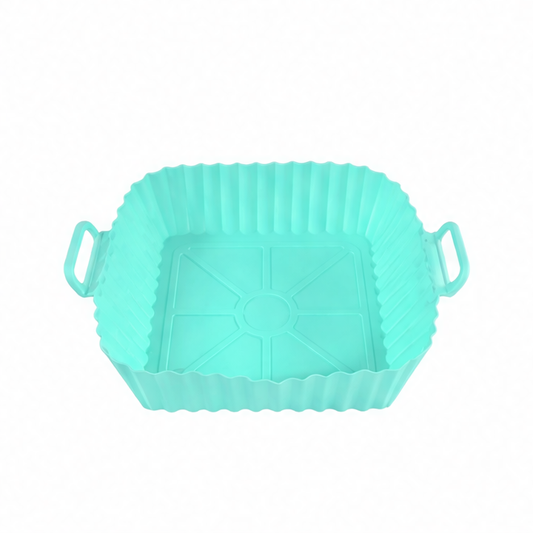 JupiGlow Silicone Air Fryer Liner, Reusable Non-Stick Square Baking Pot with Handles, Heat Resistant to 240°C, 17 cm or 21 cm