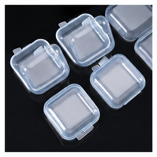 JupiGlow Mini Plastic Jewelry Box, Transparent Portable Earring and Ring Storage Case, 3.4 x 3.4 x 2 cm, 5 or 20 Piece Set