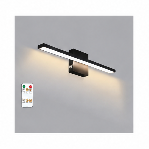 JupiGlow Rechargeable LED Picture Light, 6000mAh Battery, Remote and Touch Control, Dimmable Aluminum Wall Sconce, 40 or 60 cm