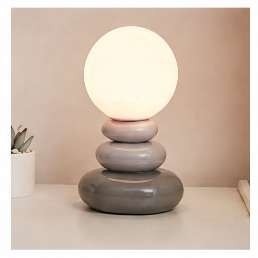 JupiGlow Ceramic LED Table Lamp, Modern Bedside Mood Light, DC Powered, 90-260V, Included Bulb, L Size for Bedroom or Desk