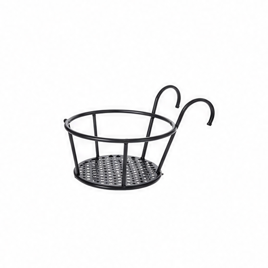 JupiGlow Round Iron Hanging Planter, Detachable Flower Pot Basket with Hanging Design, Black 1-, 2- or 3-Piece Options for Balconies