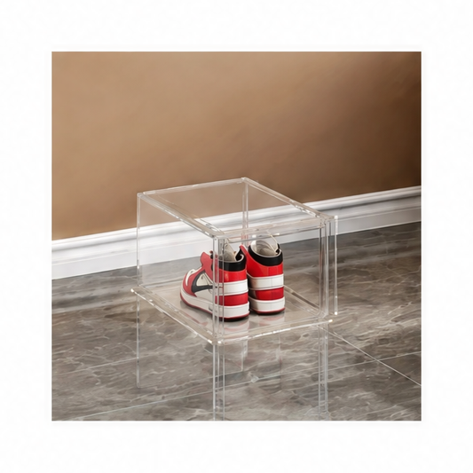 JupiGlow Stackable Shoe Storage Box, Clear PP Plastic Sneaker Organizer with Magnetic Door, Front or Side Opening, 1 or 3 Pieces