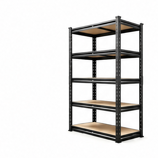 JupiGlow Floor-Standing Metal Storage Rack, Rust-Resistant Frame with Wood Shelves for Kitchen Pantry, Closet, Garage or Warehouse