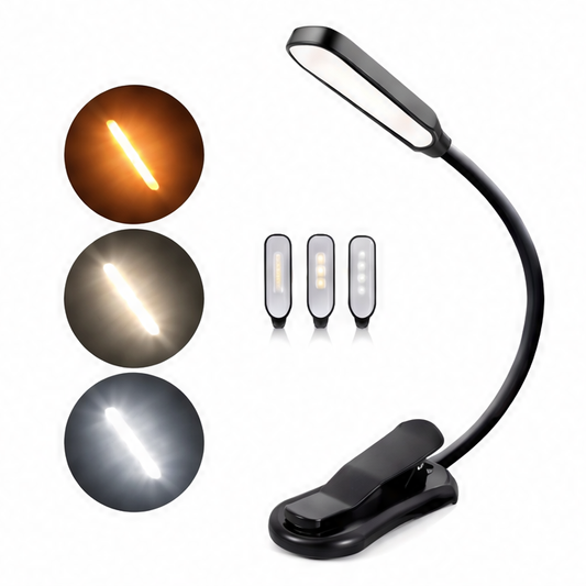 JupiGlow Rechargeable Table Lamp, Clip-On LED Book Light with 9 Brightness Modes, 3 Color Temperatures and Flexible Neck