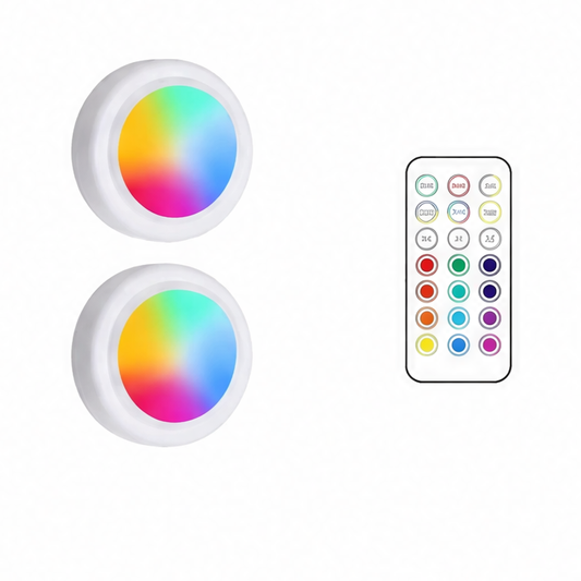 JupiGlow Wireless Under Cabinet Lights, RGB 12-Color LED, Touch and Remote Control, Dimmable, Timer, 1-6 Lamps with Remote