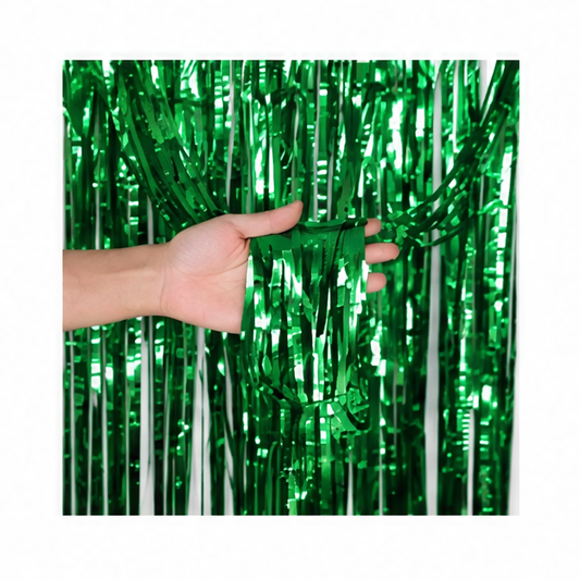JupiGlow Foil Fringe Party Backdrop Curtain, 2 m x 1 m PET Tinsel Decoration with Adhesive Strip, 1, 2 or 4 Packs