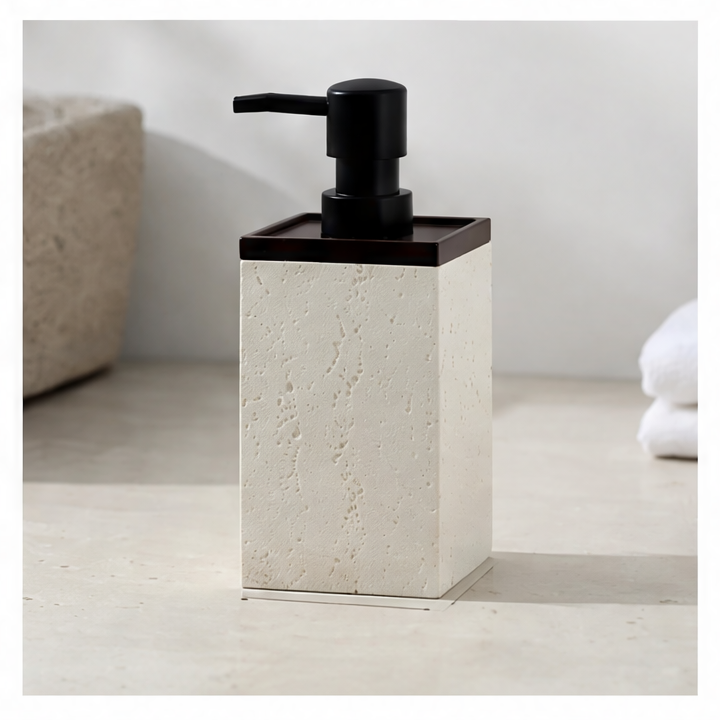 JupiGlow Marble Bathroom Organizer, Retro Soap Dispenser, Tissue Box, Tray, Cotton Swab Jar or Cup Options for Countertops