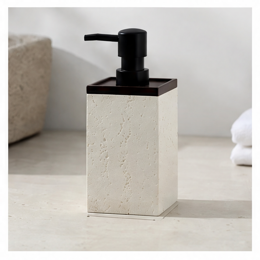 JupiGlow Marble Bathroom Organizer, Retro Soap Dispenser, Tissue Box, Tray, Cotton Swab Jar or Cup Options for Countertops