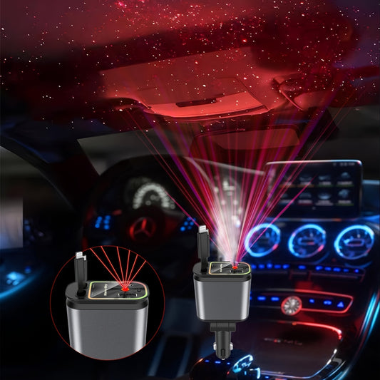 NovaGlow™ 4-in-1 Retractable Car Charger & Star Projector