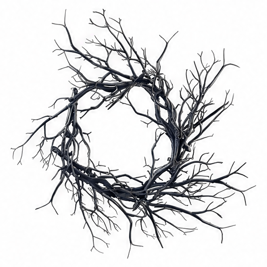 JupiGlow Spooky Black Branch Wreath, Vintage Twisted Garland Decoration, Plastic Hanging Accent for Seasonal Home Displays