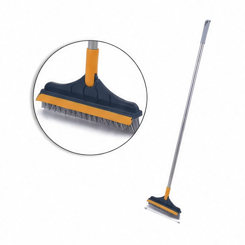 JupiGlow 3-in-1 Floor Scrub Brush, 103 cm Long Handle, Rotating Triangular Crevice Cleaner with Water Scraper