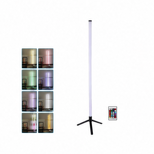 JupiGlow RGB LED Floor Lamp, 16 Million Colors, Music-Sync Mood Light, Stepless Dimming, Remote or App Control for Bedroom