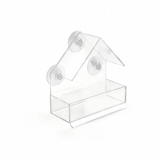 JupiGlow Window-Mount Bird Feeder, Clear Plastic Hanging Garden Feeder with Suction Cup for Backyard Bird Watching