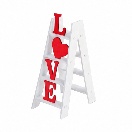 JupiGlow Decorative Ladder, Tabletop LOVE Valentine Ornament, White Plastic Accent for Coffee Table, Mantel or Desk