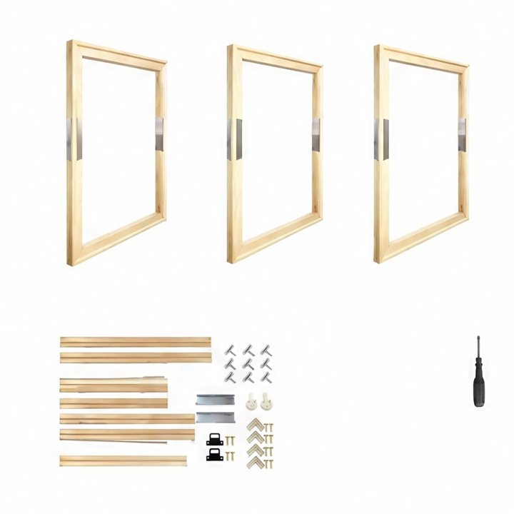 JupiGlow 3-Piece Canvas Stretcher Frame Kit, 50x70cm Vertical Rectangle, Cotton Modern DIY Art Mounting Frames