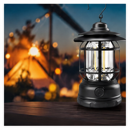 JupiGlow Rechargeable Camping LED Lantern, Stepless Dimming, 10–200 Lumens, 1200 mAh Battery, Waterproof ABS Light for Emergencies