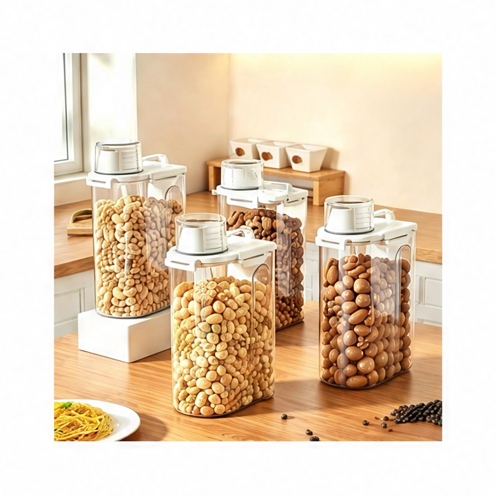 JupiGlow Large Clear Glass Airtight Food Storage Container, Flip-Lid Pantry Jar for Flour, Rice, Grains and Pet Food