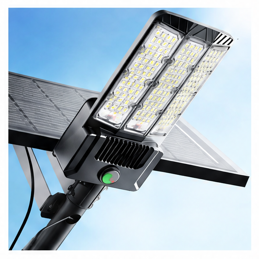 JupiGlow Solar Security Light, 9000 LED Outdoor Area Lamp with Motion Sensor, Dusk-to-Dawn Control, Remote, Aluminum Housing for Parking Lots