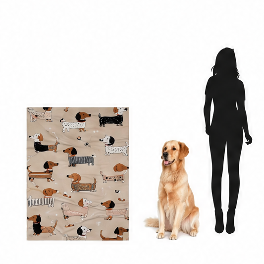 JupiGlow Dachshund Print Flannel Travel Blanket, Soft Modern Printed Throw in 70×100, 100×150, 130×150 and 150×200 cm Sizes