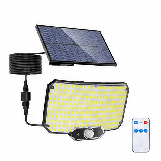 JupiGlow Solar Outdoor Security Light, PIR Motion Sensor, 3 Lighting Modes, IP65 Waterproof ABS LED Wall Light, 234–366 LED Options