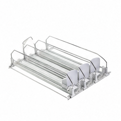 JupiGlow Refrigerator Can Organizer, Spring-Loaded Pusher Beverage Rack with Plastic Holder and 310 mm Options, 3 to 5 Sets for Pantry