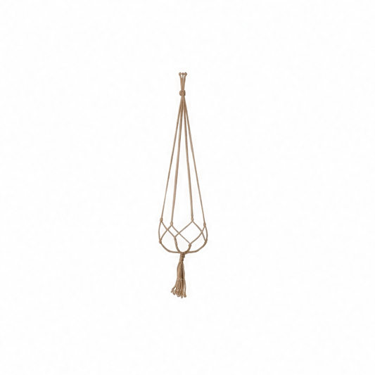 JupiGlow Jute Macrame Plant Hanger, Hand-Knotted Plant Basket with Stainless Steel Ring, Indoor or Outdoor Hanging Décor in 60-120cm Sizes